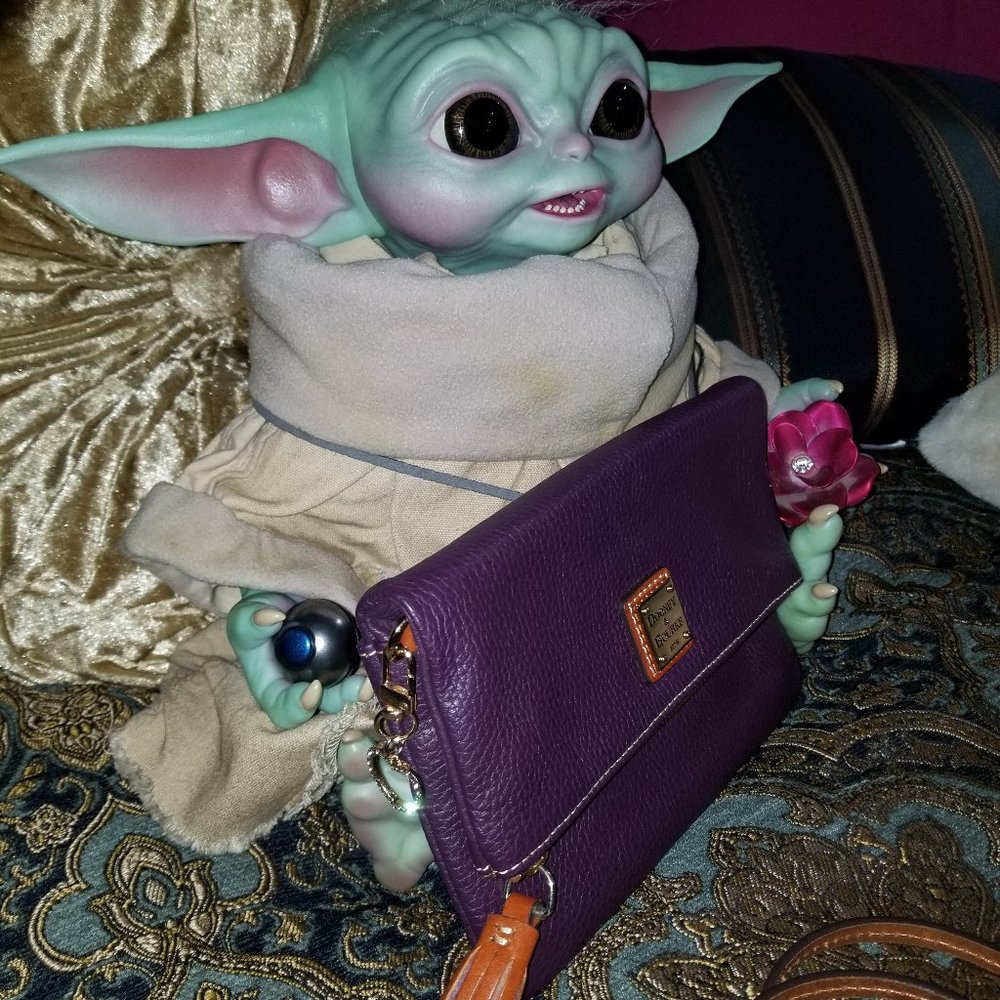 DOONEY & BOURKE Pebble Grain Purple Foldover Zip Crossbody- EUC!